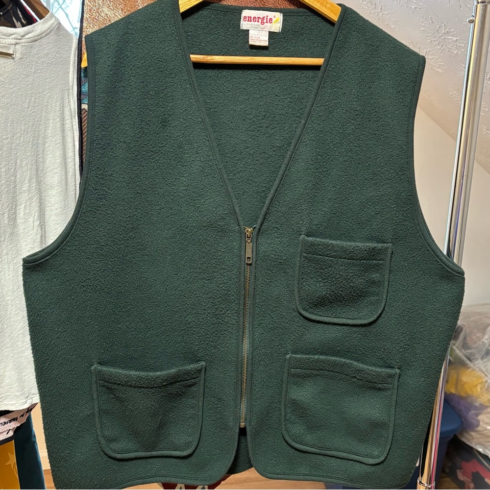 90s y2k energie fleece zip up vest, size large